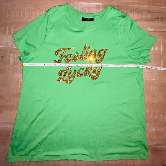 LANE BRYANT Feeling Lucky Graphic Tee - 18/20 Bright Green - Picture 8 of 12